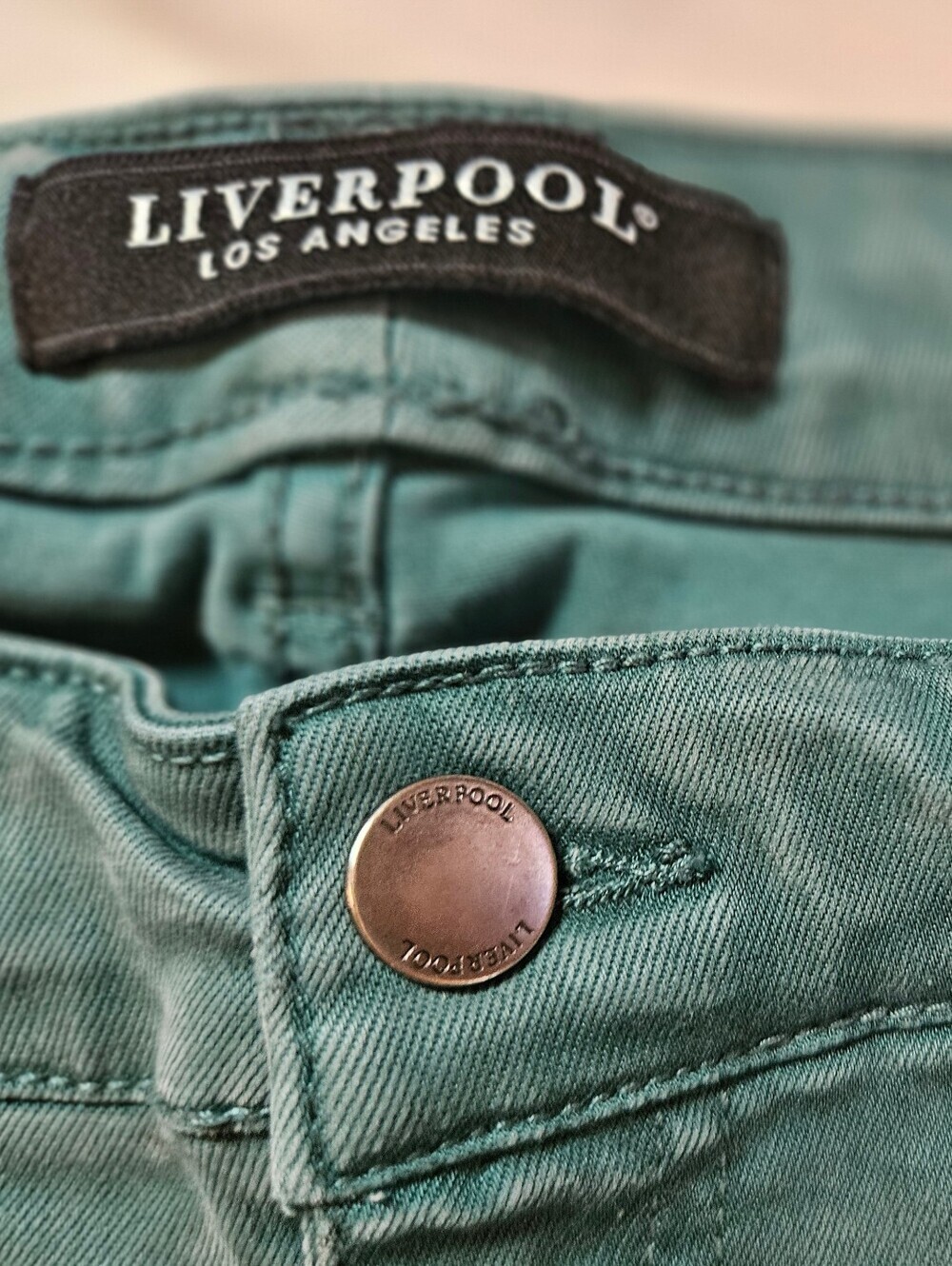 Liverpool Los Angeles Womens Green Mid-Rise Denim 4 Pocket Skinny Jeans Size 6 - Picture 3 of 16